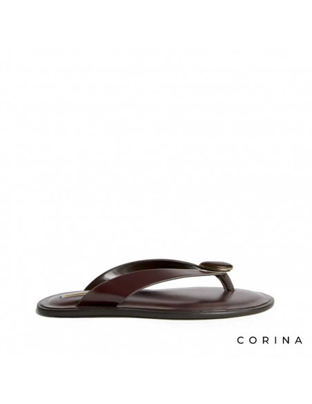 sandalia de dedo burdeos con detalle joya