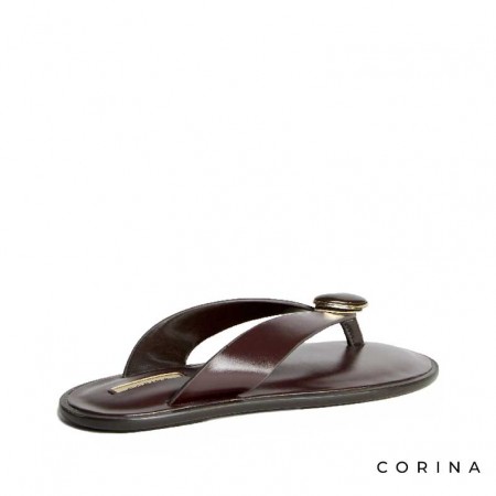 sandalia burdeos Corina con adorno joya