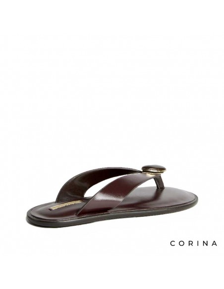 sandalia burdeos Corina con adorno joya