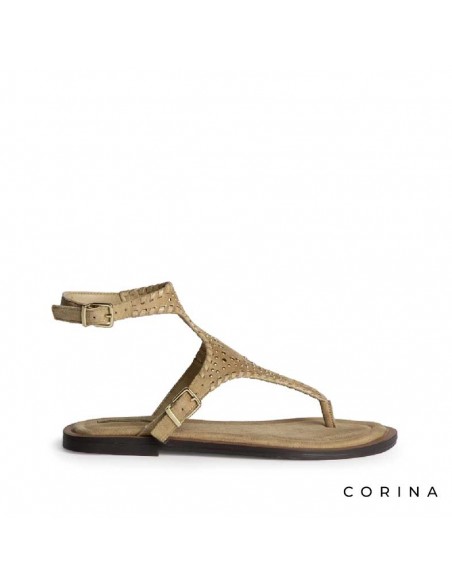 sandalias con pulsera en tobillo camel