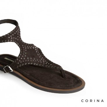 sandalia pulsera tobillo color café