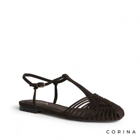 sandalia cangrejera café entrecruzada