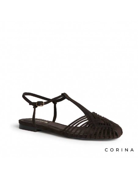 sandalia cangrejera café entrecruzada