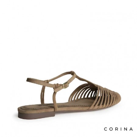 sandalia cangrejera mujer camel