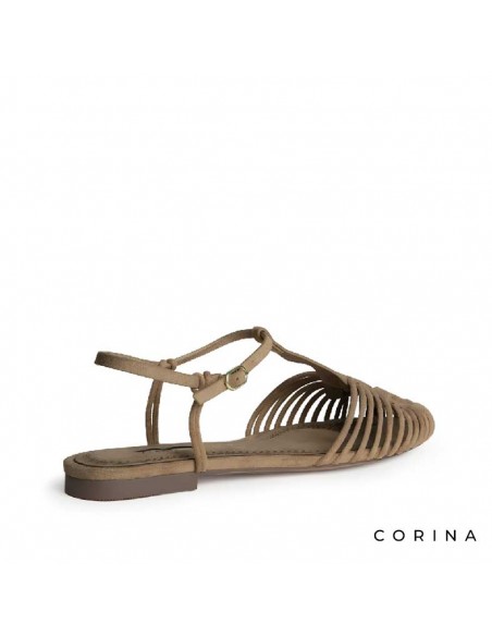 sandalia cangrejera mujer camel