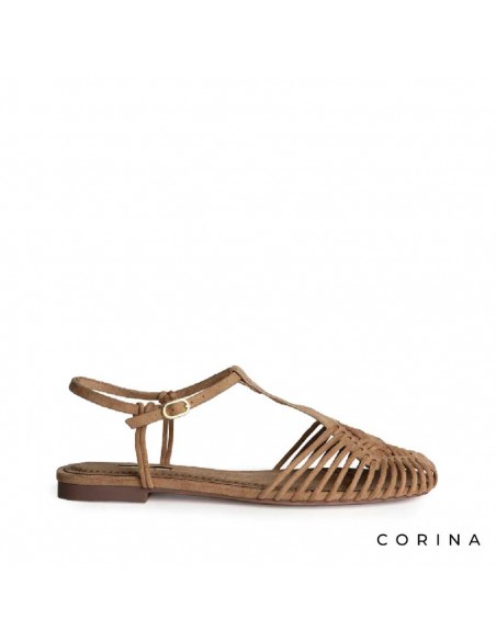 cangrejera plana mujer color camel