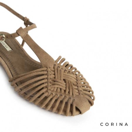 sandalia entrecruzada mujer camel