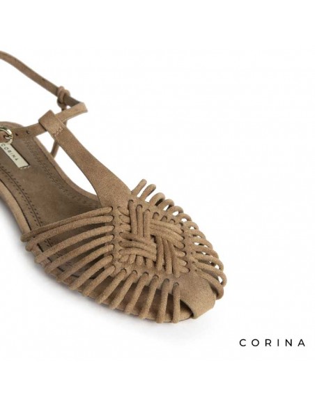 sandalia entrecruzada mujer camel