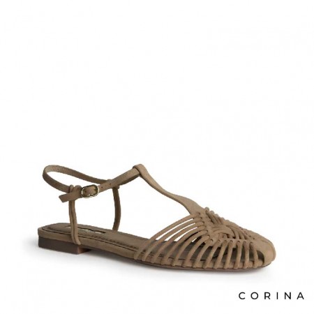 sandalias entrecruzada mujer camel