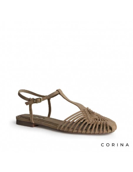 sandalias entrecruzada mujer camel