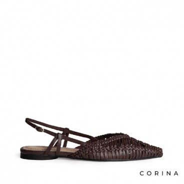 zapato trenza marrón destalonado mujer