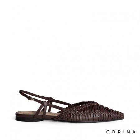 Zapato plano trenzado café