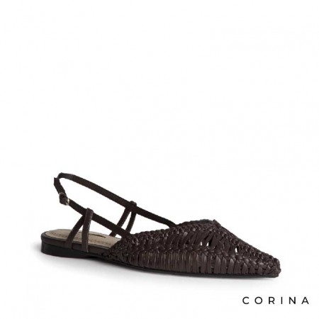 zapato marrón plano punta fina