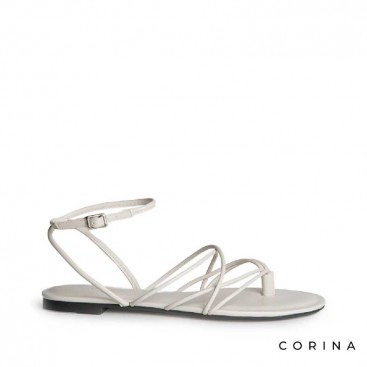 sandalia plana de tiras finas blanca