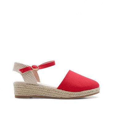 sandalias cuña niña roja