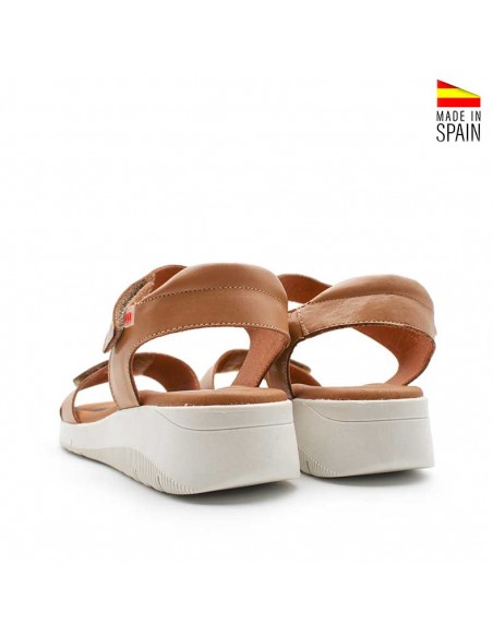 cuñas de piel camel mujer