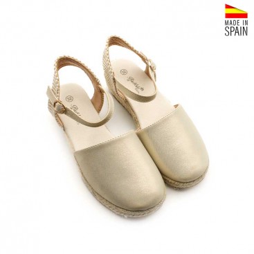 zapatos cuña niña dorados
