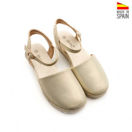 zapatos cuña niña dorados