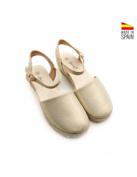 zapatos cuña niña dorados