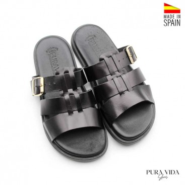 sandalia tipo chancla mujer piel negra