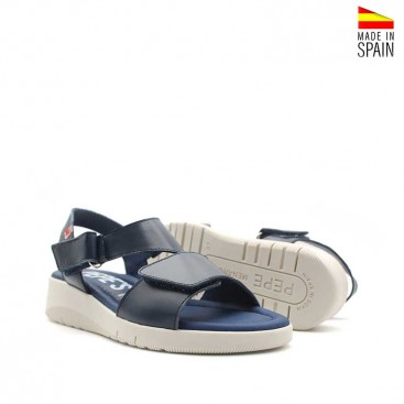 Sandalias mujer marino con doble velcro ajustable