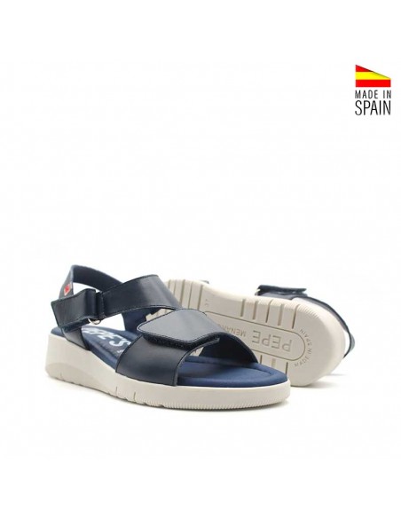 Sandalias mujer marino con doble velcro ajustable