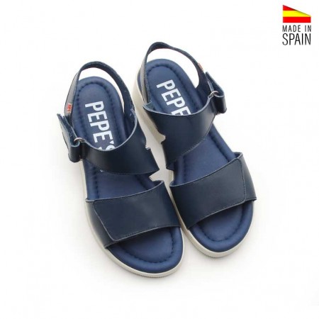 Sandalias azul marino vista superior plantilla acolchada