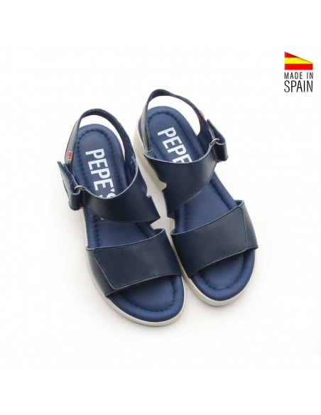 Sandalias azul marino vista superior plantilla acolchada
