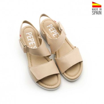 Sandalias mujer beige vista superior plantilla acolchada