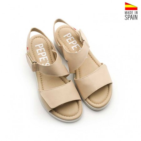 Sandalias mujer beige vista superior plantilla acolchada