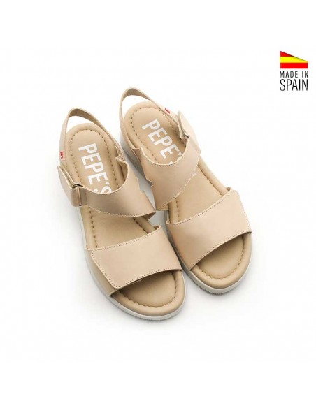 Sandalias mujer beige vista superior plantilla acolchada