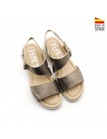 Sandalias doradas Pepe’s Menargues vista superior