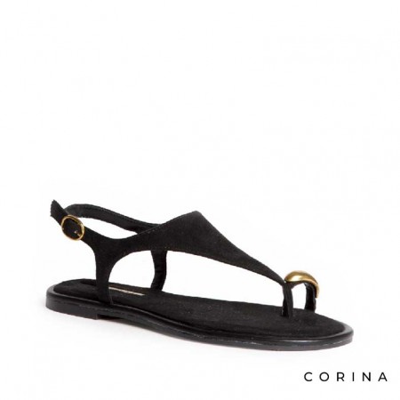 Sandalias de dedo de mujer negras Corina