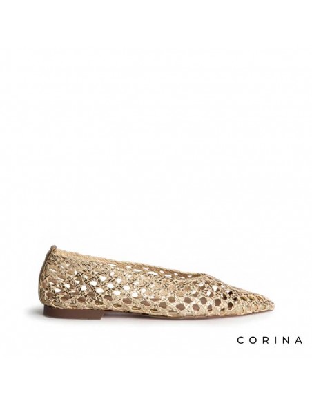 Zapato plano mujer trenzado dorado primavera verano
