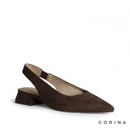 Zapatos salon tacon bajo destalonados marrón con tacón ancho 2,8 cm