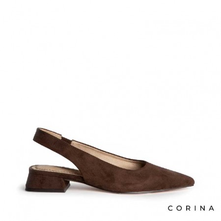 zapatos salón marrón tacón bajo mujer