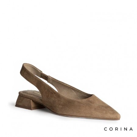 Zapato salon bajo camel Corina M6215 tacón cuadrado cómodo 2,8 cm