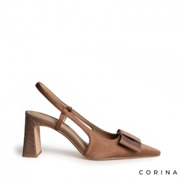 Zapatos de tacon de vestir moka Corina vista lateral