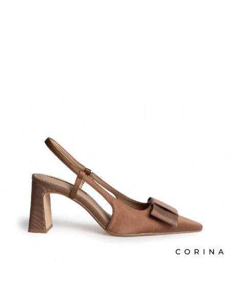 Zapatos de tacon de vestir moka Corina vista lateral