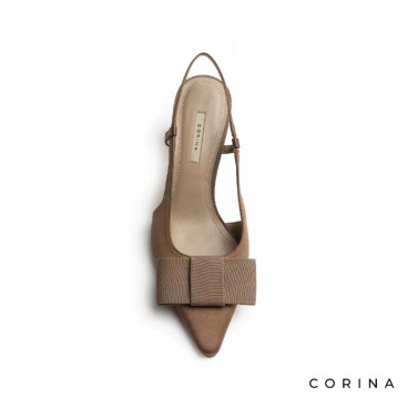 Zapatos de tacon de vestir destalonados color moka