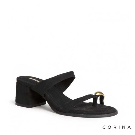 Sandalia Corina negra tacón cómodo