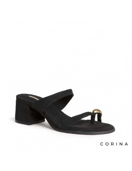 Sandalia Corina negra tacón cómodo