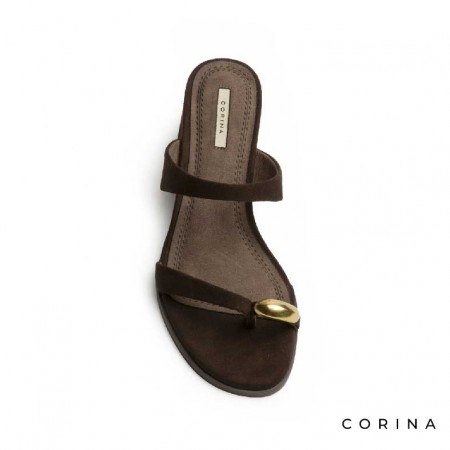 sandalias destalonadas marrones de tacón