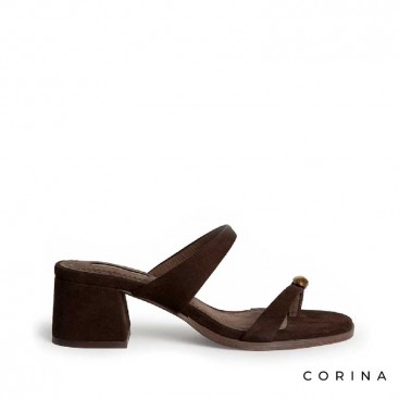 Tacón ancho sandalia dedo mujer