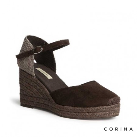 Valenciana marrón con hebilla al tobillo