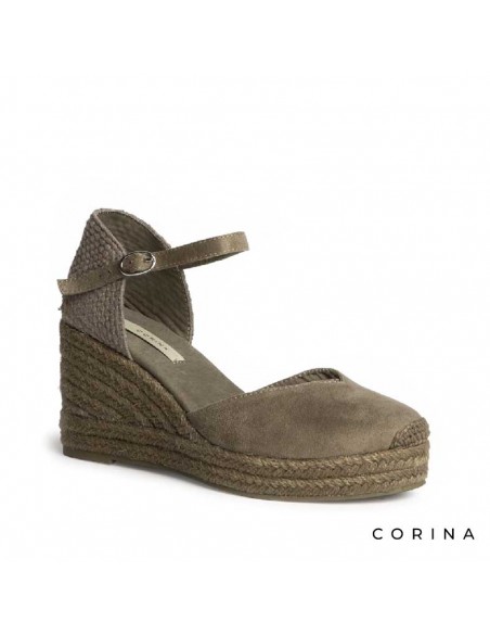 Valenciana verde caqui con hebilla al tobillo