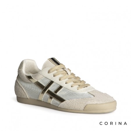 Zapatilla dorada Corina mujer vista lateral