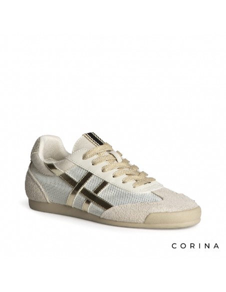 Zapatilla dorada Corina mujer vista lateral