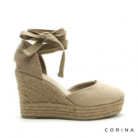 Alpargata taupe con cuña alta