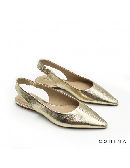 Zapato plano dorado tipo slingback con punta fina